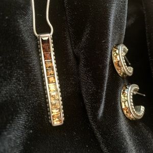 Brighton Spectrum Topaz Swarovski Crystal Necklace Earrings Set